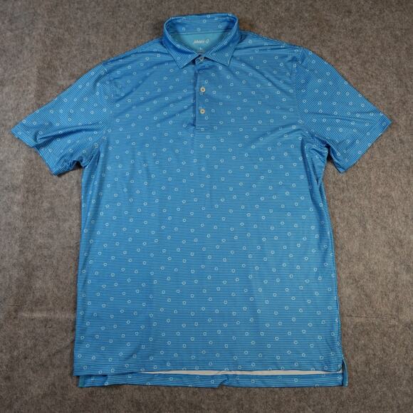 Johnnie-O Shirt Mens Large Golf Performance Knit Short Sleeve Pocket Logo UPF - Picture 1 of 10
